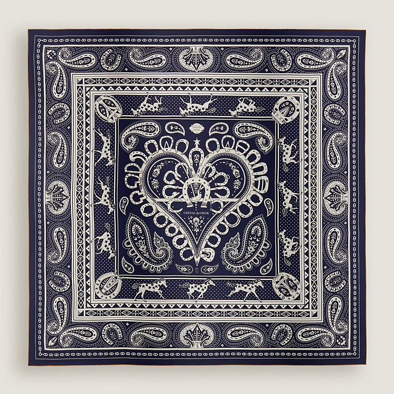 Cheval de Coeur Bandana shawl 140 - Brown | Hermès USA